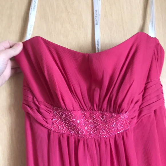 David’s bridal strapless crinkle chiffon dress - Picture 3 of 8